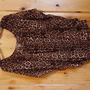 Cowgirl Tuff leopard print blouse top L